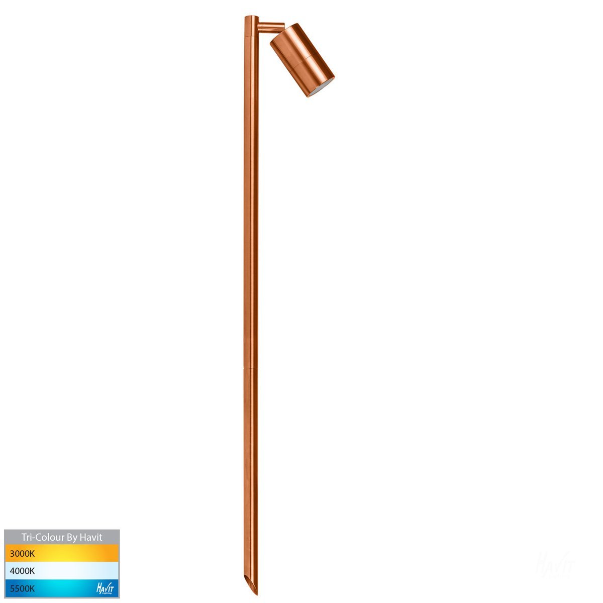 12v DC Tivah Single Adjustable Spike Spotlight - 1000mm Spike Solid Copper