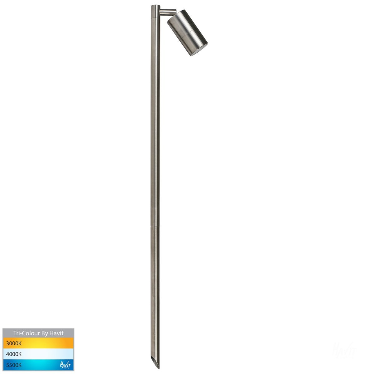 12v DC Tivah Single Adjustable Spike Spotlight - 1000mm Spike 316 Stainless Steel