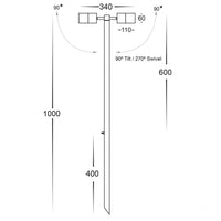 Thumbnail for 12v DC Tivah Double Adjustable Spike Spotlight - 1000mm Spike Antique Brass