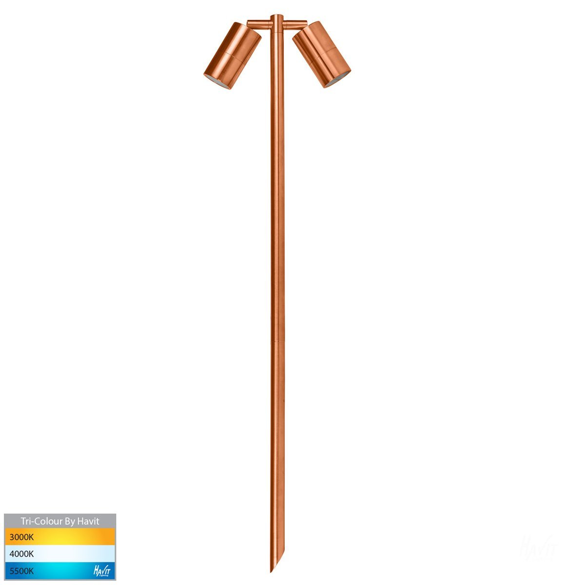 12v DC Tivah Double Adjustable Spike Spotlight - 1000mm Spike Solid Copper