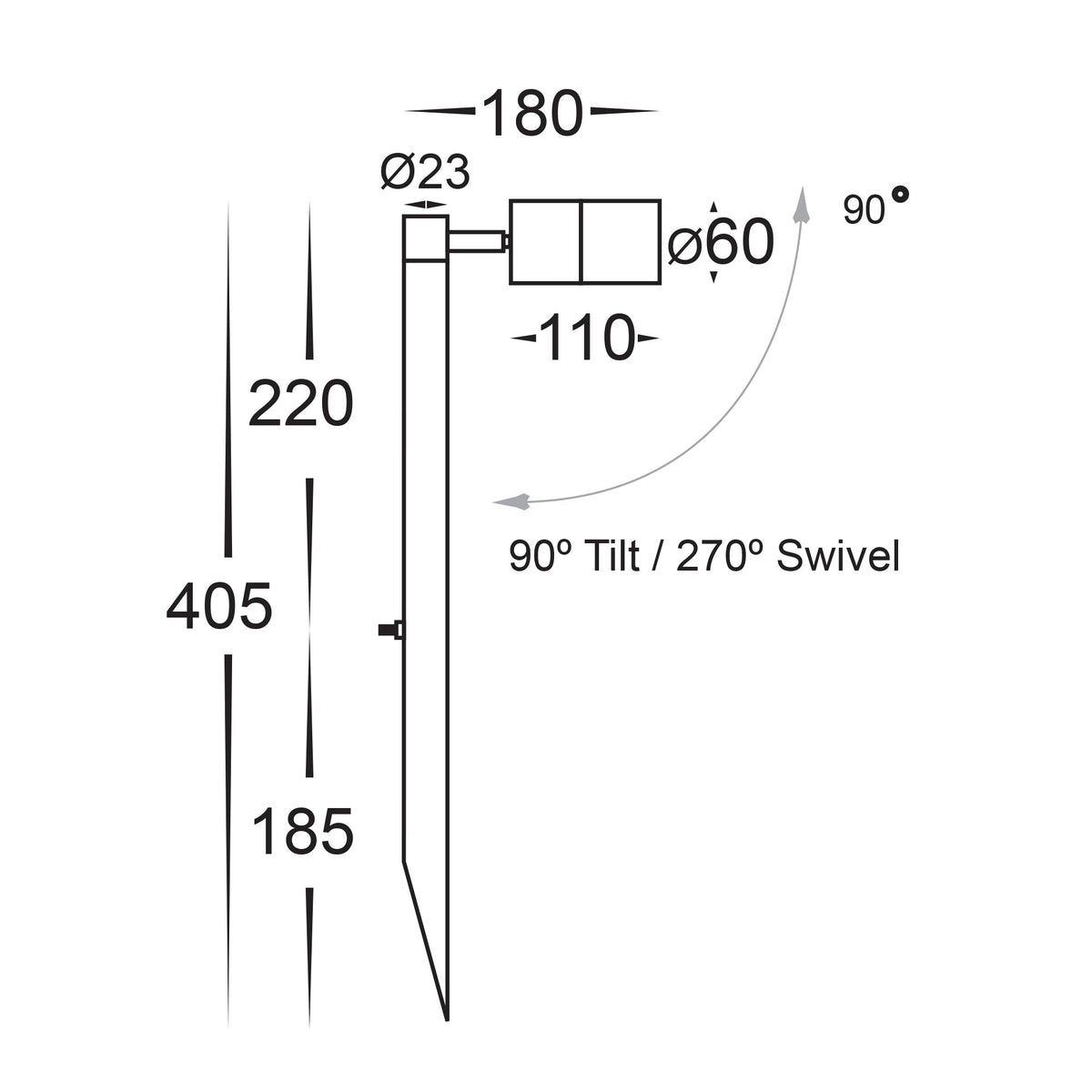 HV1407T-SS316 - Tivah 316 Stainless Steel TRI Colour Single Adjustable LED Spike Light