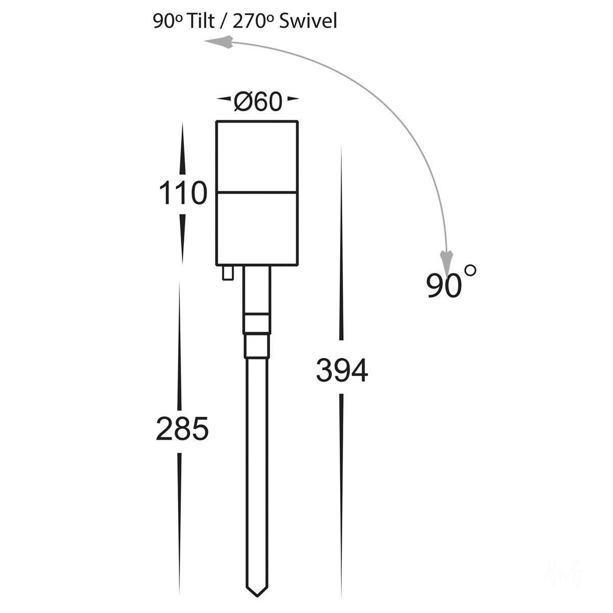 12v DC Fortis Single Adjustable Spike Spotlight - 285mm Spike Stainless Steel