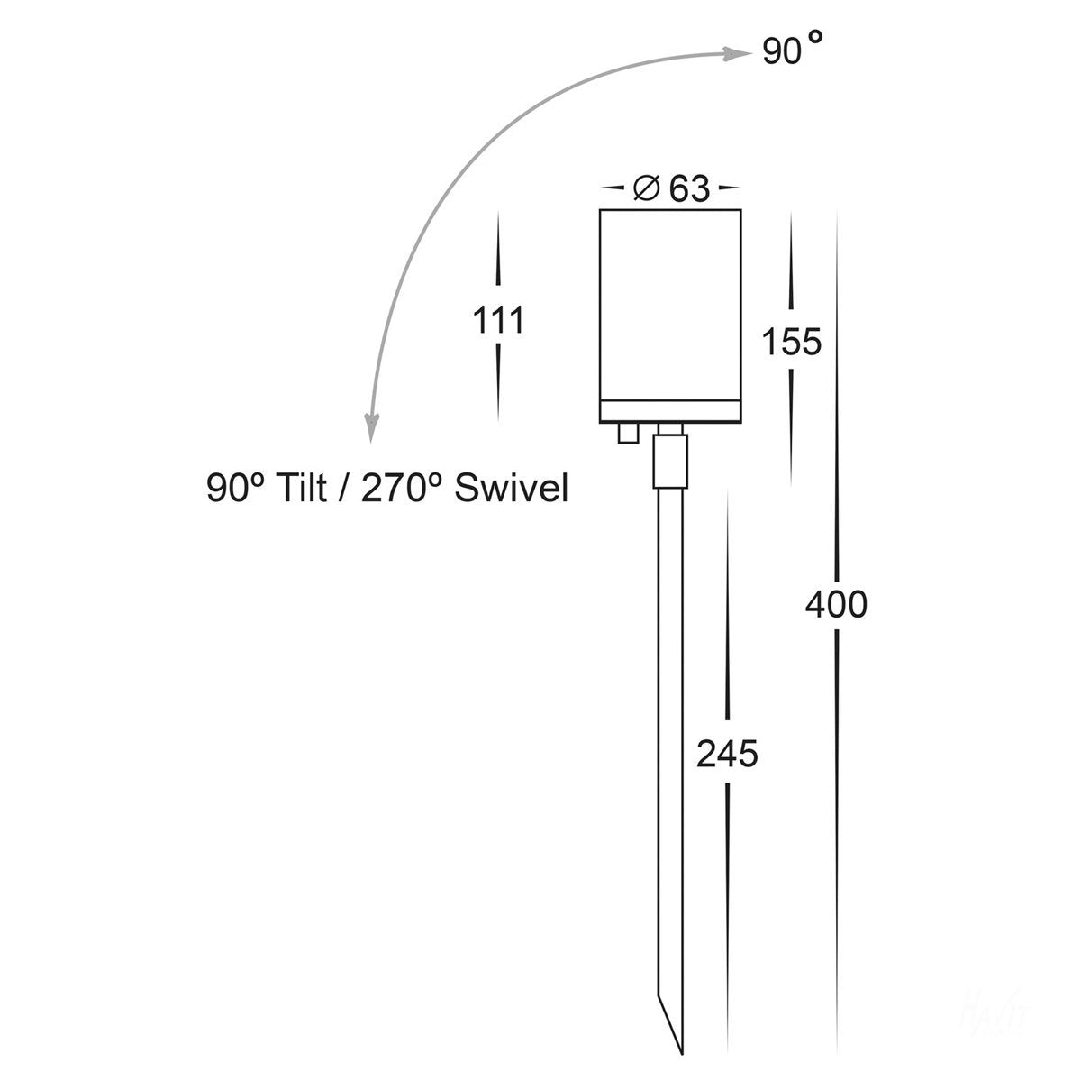 12v DC Eden Single Adjustable Spike Spotlight - 245mm Spike Solid Copper