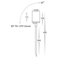 Thumbnail for 12v DC Eden Single Adjustable Spike Spotlight - 245mm Spike Solid Copper