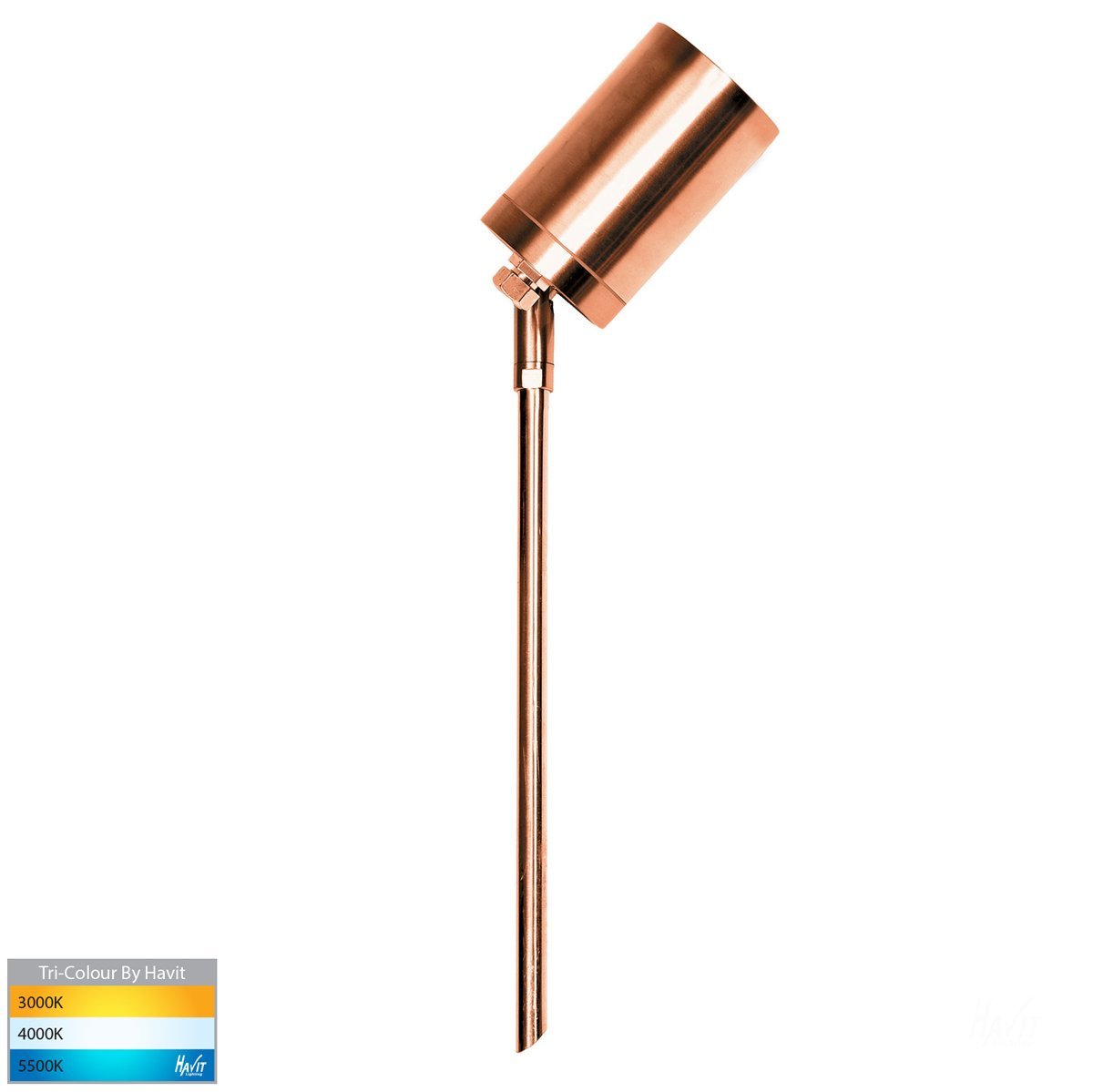 12v DC Eden Single Adjustable Spike Spotlight - 245mm Spike Solid Copper