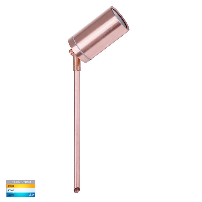 HV1412T - Eden Solid Copper TRI Colour LED Garden Spike Light