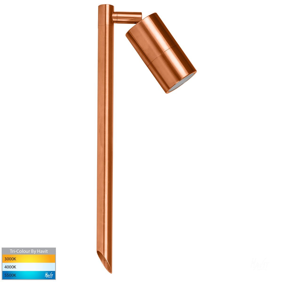 12v DC Tivah Single Adjustable Spike Spotlight - 400mm Spike Solid Copper