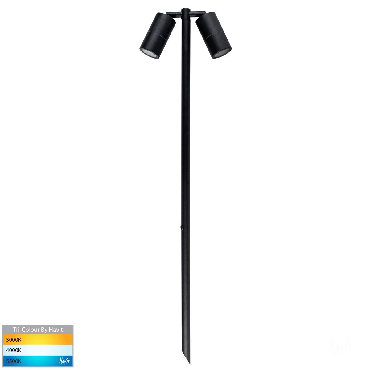 12v DC Tivah Double Adjustable Spike Spotlight - 1000mm Spike Black