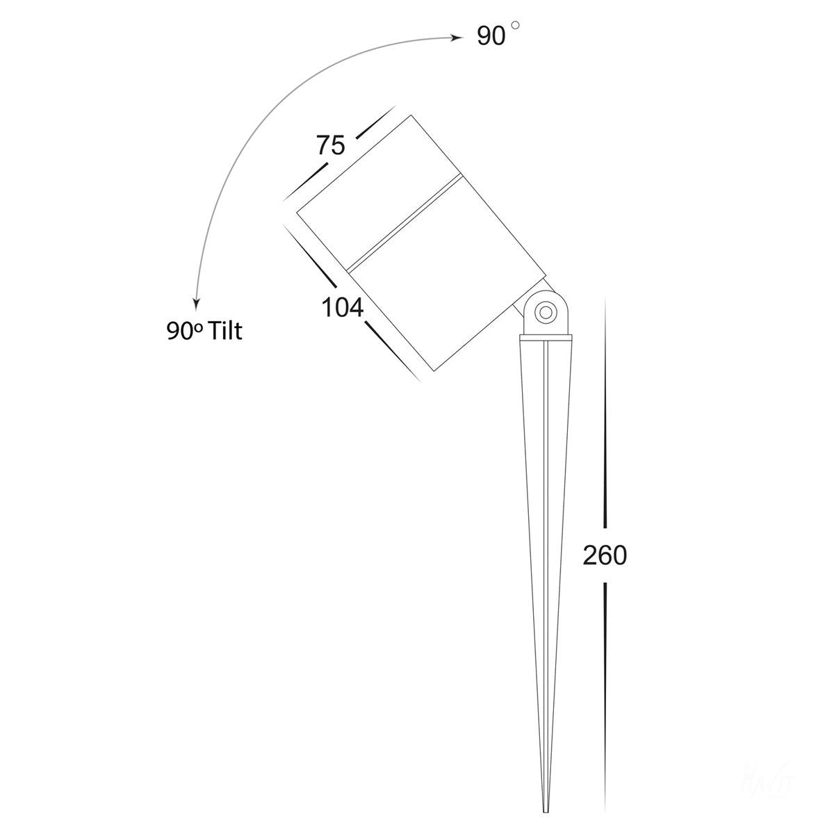 12v DC 12w LED Oasis Single Adjustable Spike Spotlight - 260mm Spike Black in 5500K