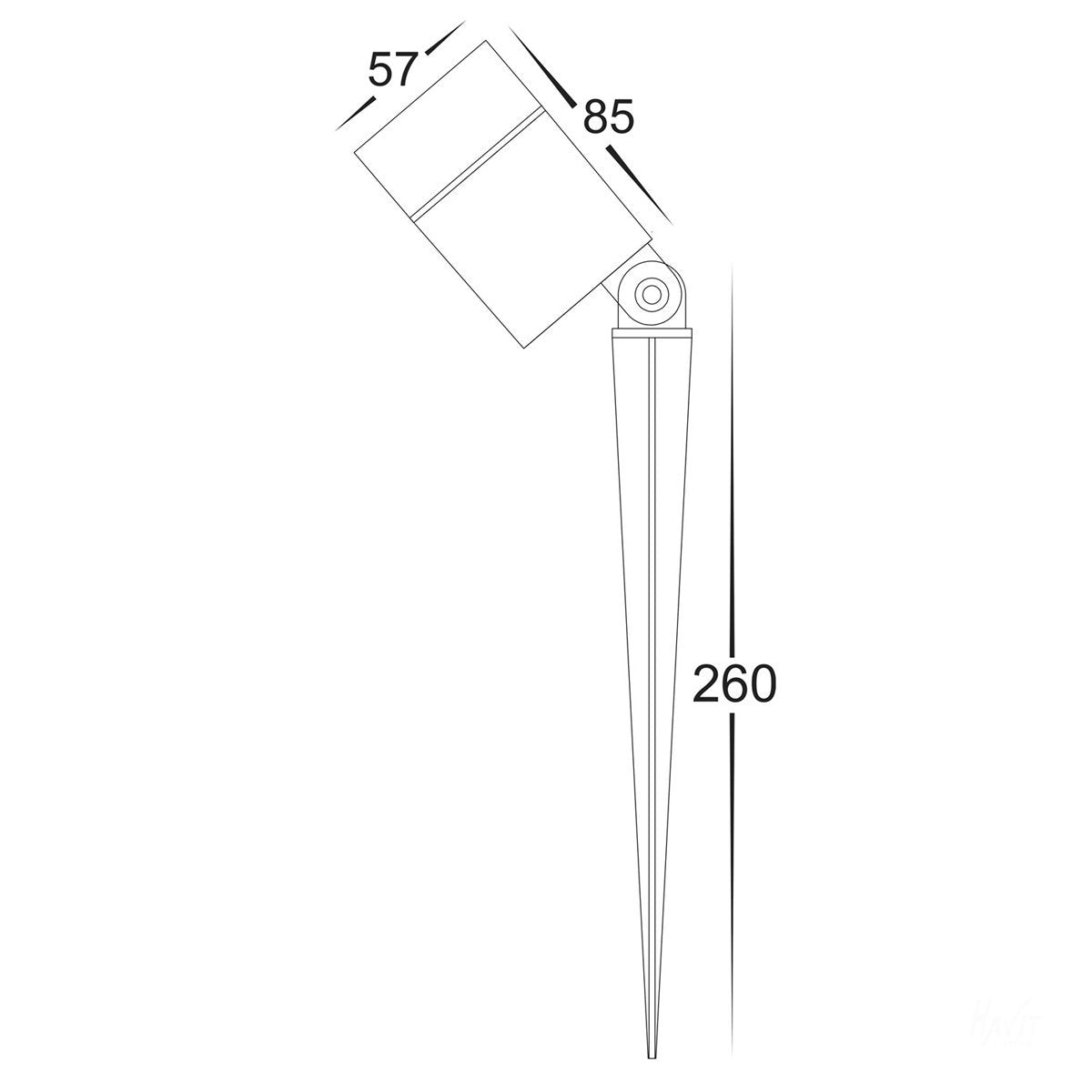 12v DC 7w LED Oasis Single Adjustable Spike Spotlight - 260mm Spike Black in 5500K