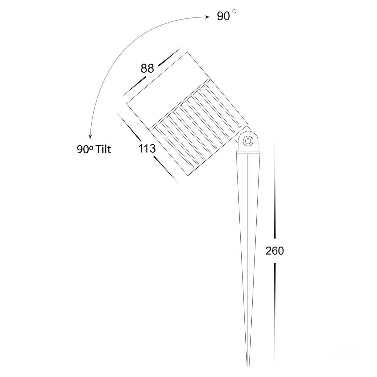 12v DC 24w Tri-Colour LED Oasis Single Adjustable Spike Spotlight - 260mm Spike Black