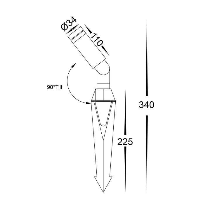 HV1435T-BR - Cilindor Brass 3w LED Garden Spike Light