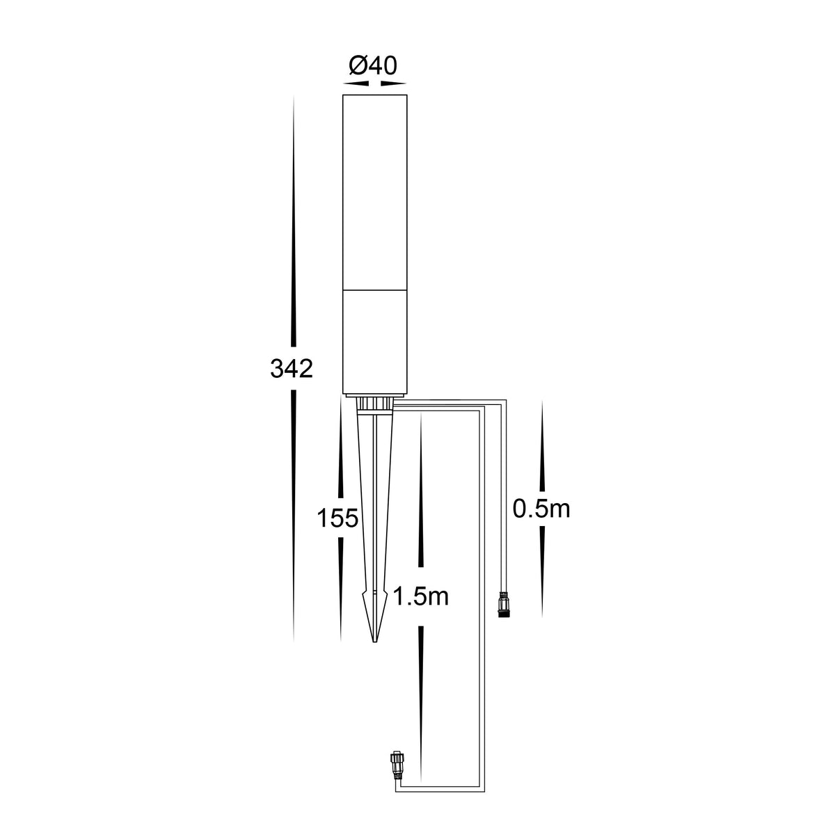 HV1449RGBCW-BLK-24V - Akril Aluminium Black Spike Light