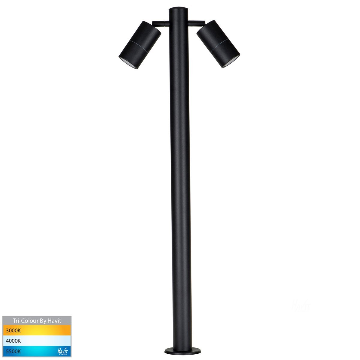 12v DC Tivah Double Adjustable Black Bollard - 900mm