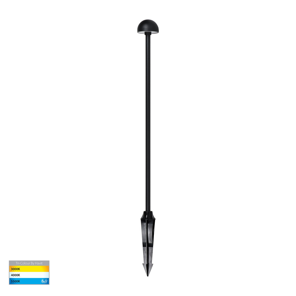 HV1513T-BLK-24V - Madna Aluminium Black Bollard Light With Spike
