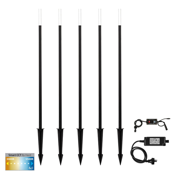 HV1514CCT-BLK-KIT - Drique Aluminium Black Bollard Light Kit With Spike
