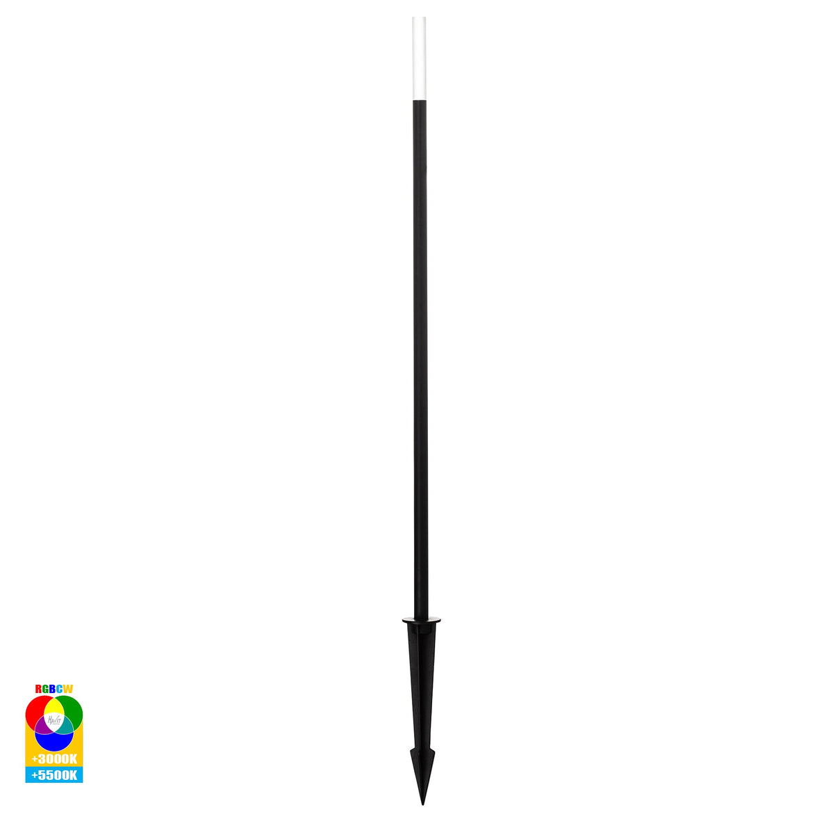 HV1514RGBCW-BLK-24V - Drique Aluminium Black Bollard Light With Spike