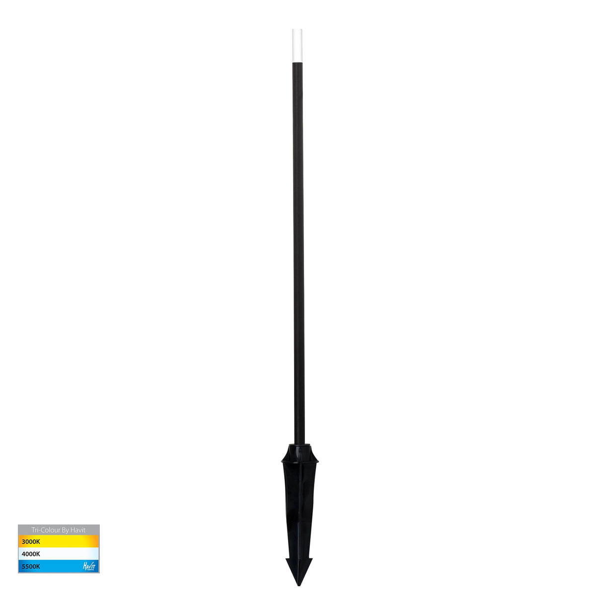 HV1514T-BLK-24V - Drique Aluminium Black Bollard Light With Spike