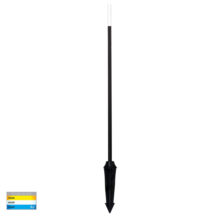 HV1514T-BLK-24V - Drique Aluminium Black Bollard Light With Spike