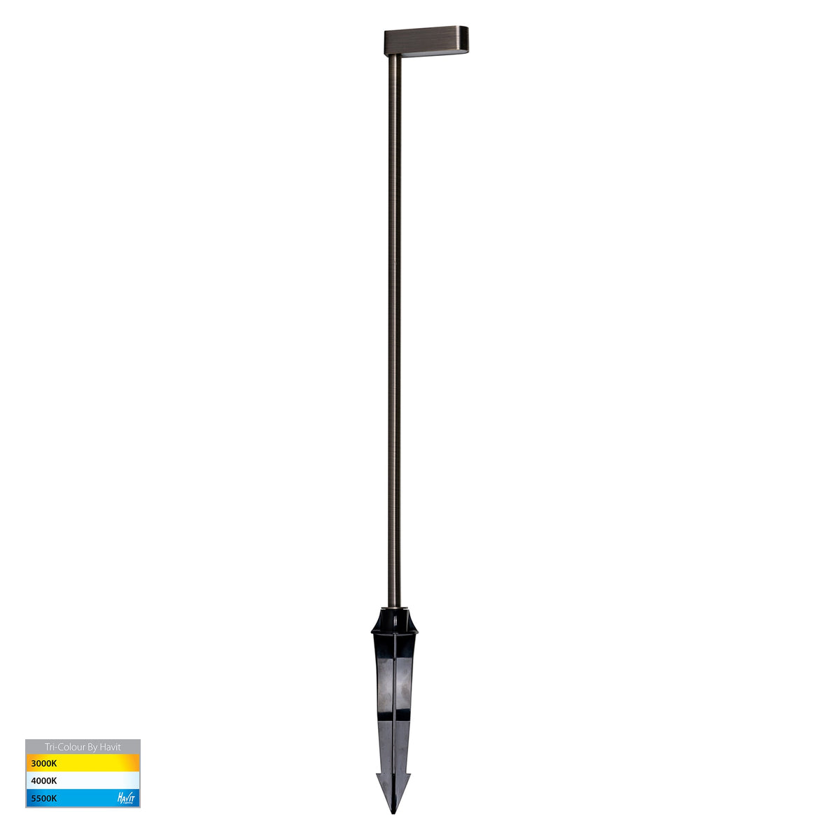 HV1516T-AB-24V - Lindri Antique Brass Bollard Light With Spike