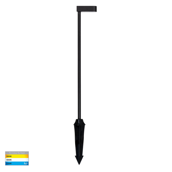 HV1516T-BLK-24V - Lindri Aluminium Black Bollard Light With Spike
