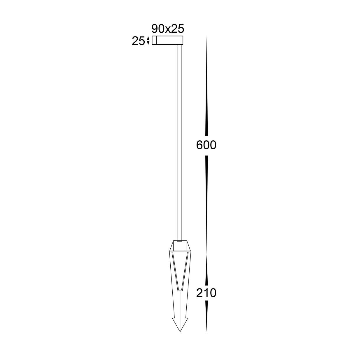 HV1516T-BLK-24V - Lindri Aluminium Black Bollard Light With Spike