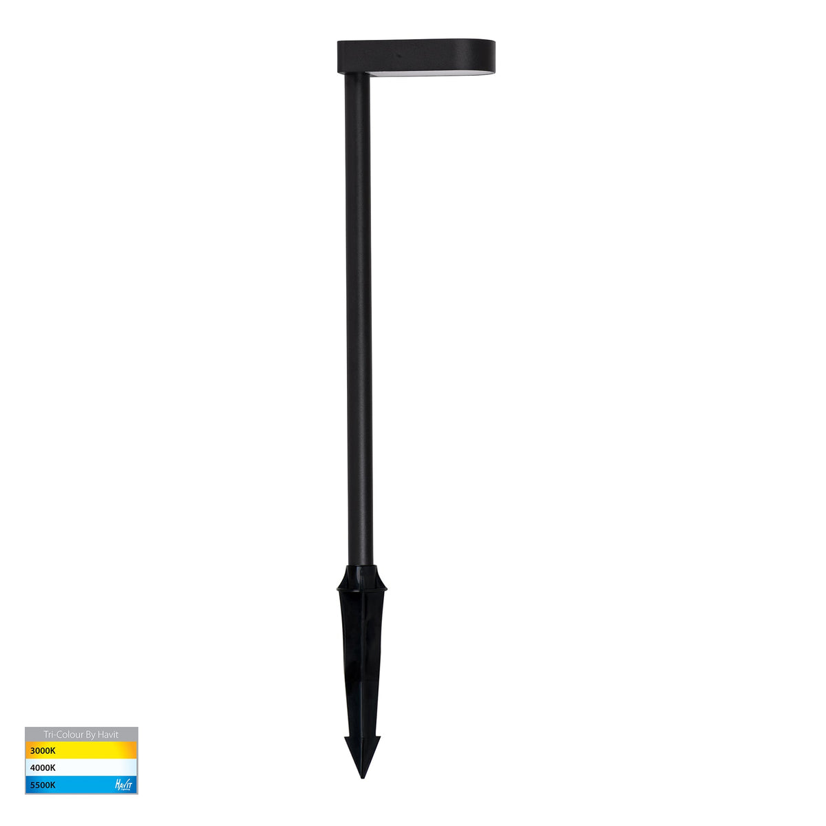 HV1518T-BLK-24V - Lindri Aluminium Black Bollard Light With Spike