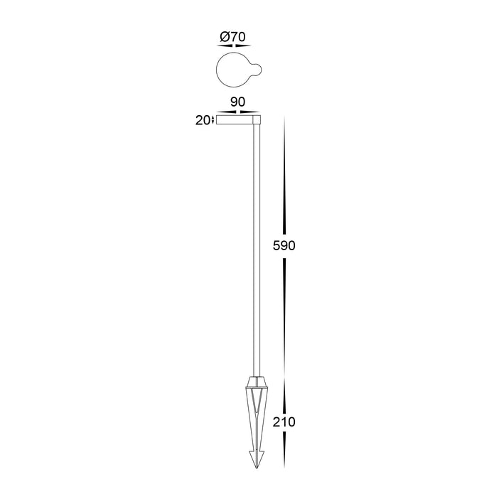HV1522T-BLK-24V - Liueg Aluminium Black Bollard Light With Spike
