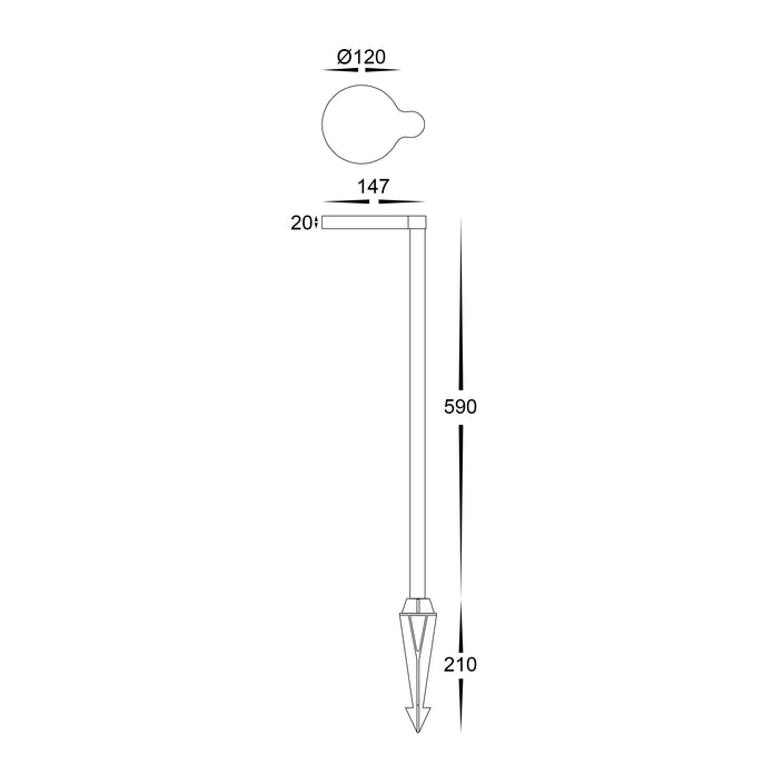 HV1523T-BLK-24V - Liueg Aluminium Black Bollard Light With Spike