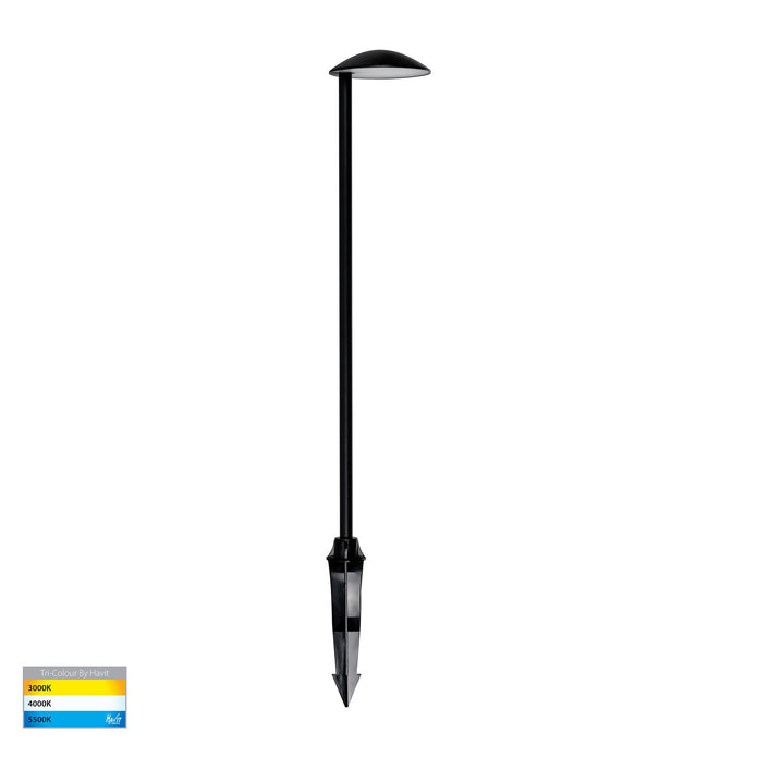 HV1526T-BLK-24V - Konoa Aluminium Black Bollard Light With Spike