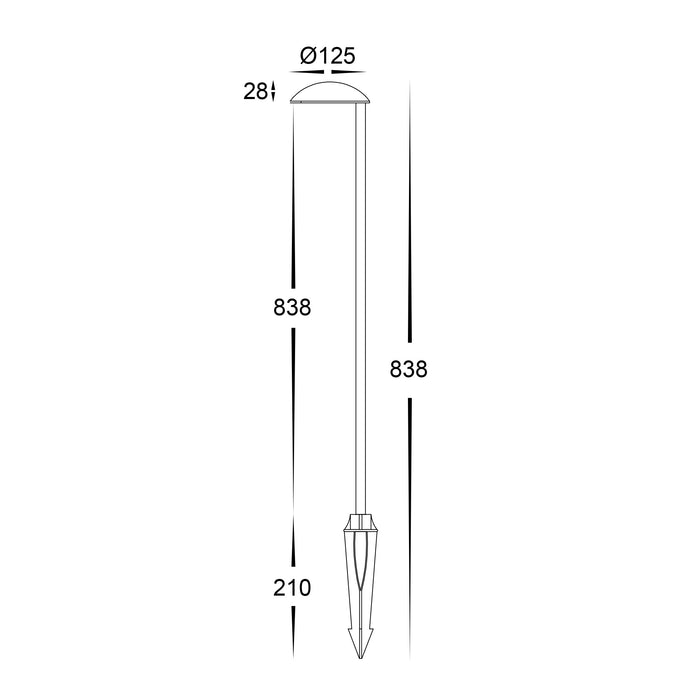 HV1526T-BLK-24V - Konoa Aluminium Black Bollard Light With Spike