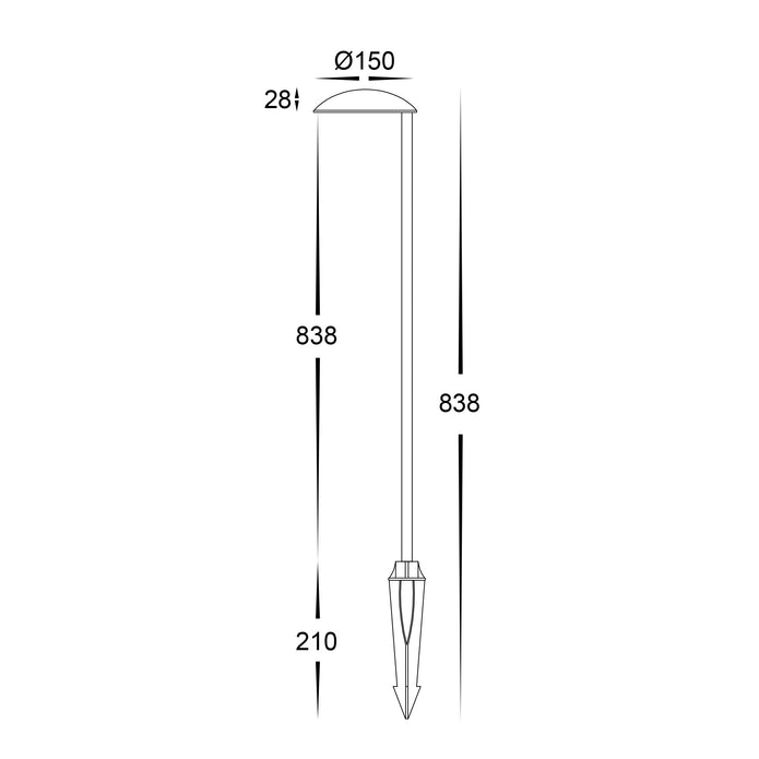 HV1527T-BLK-24V - Konoa Aluminium Black Bollard Light With Spike