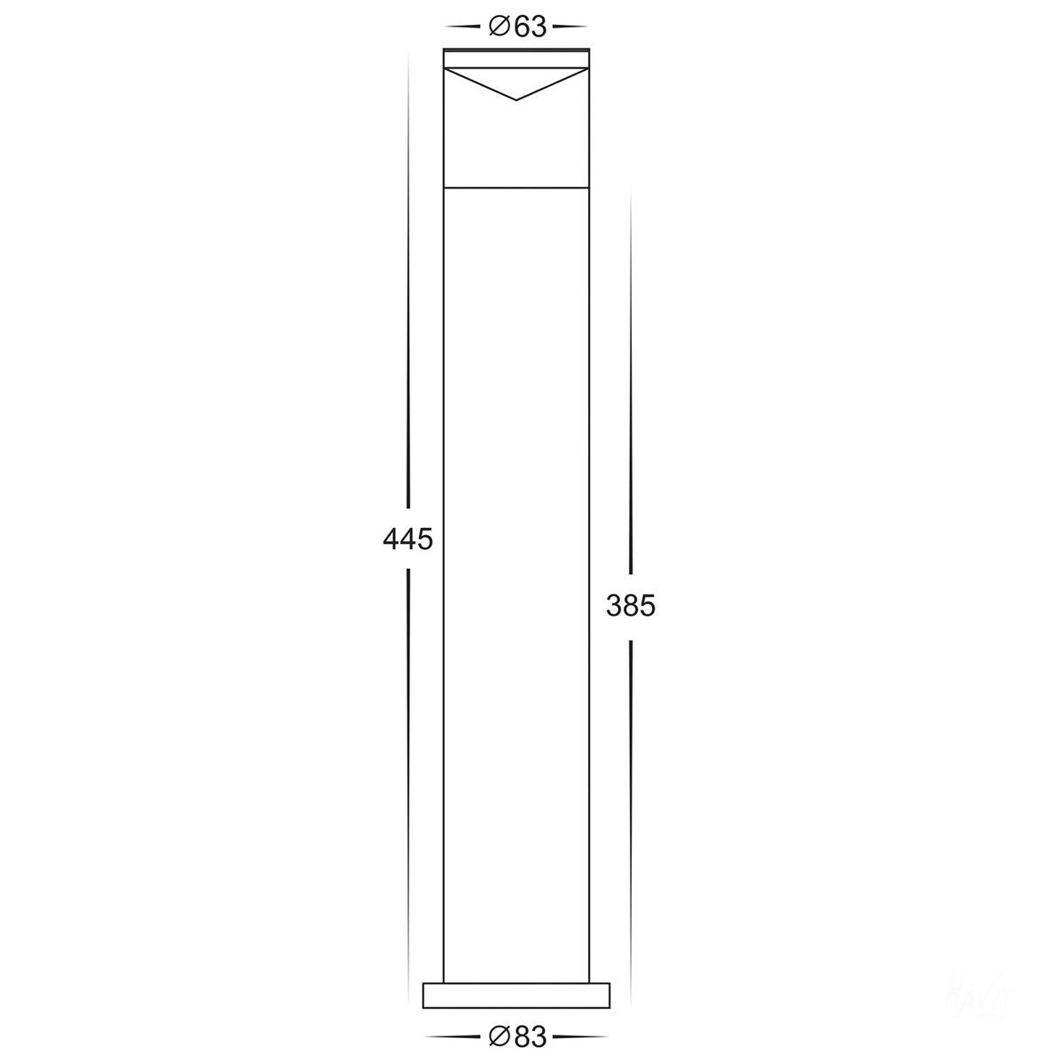240v GU10 Highlite 316 Stainless Steel Bollard Light - 445mm