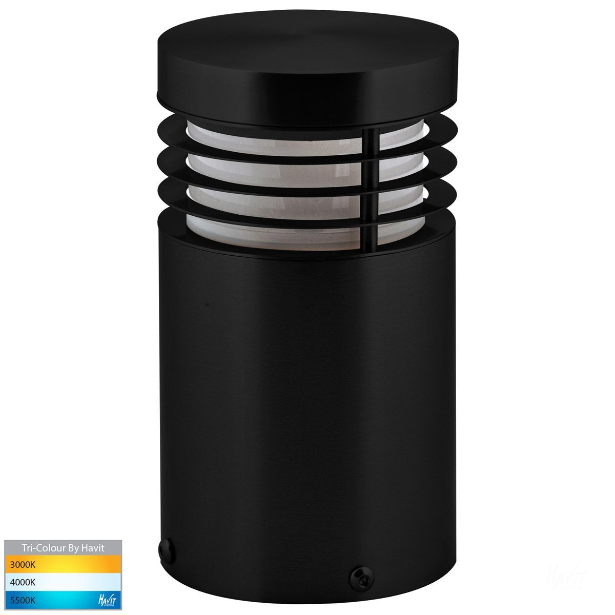 12v DC Mini Mini Bollard Light Opal Diffuser Black - 190mm