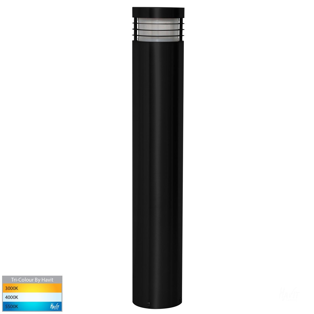 240v Maxi 600 Maxi Bollard Light Opal Diffuser Black - 600mm