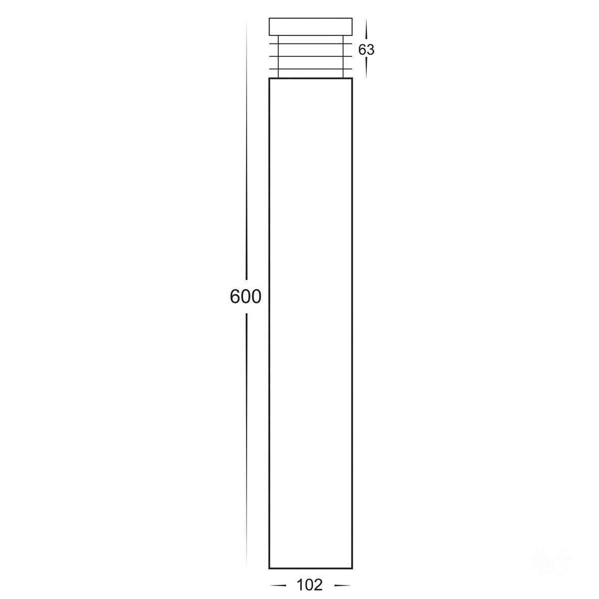240v Maxi 600 Maxi Bollard Light Opal Diffuser 316 Stainless Steel - 600mm