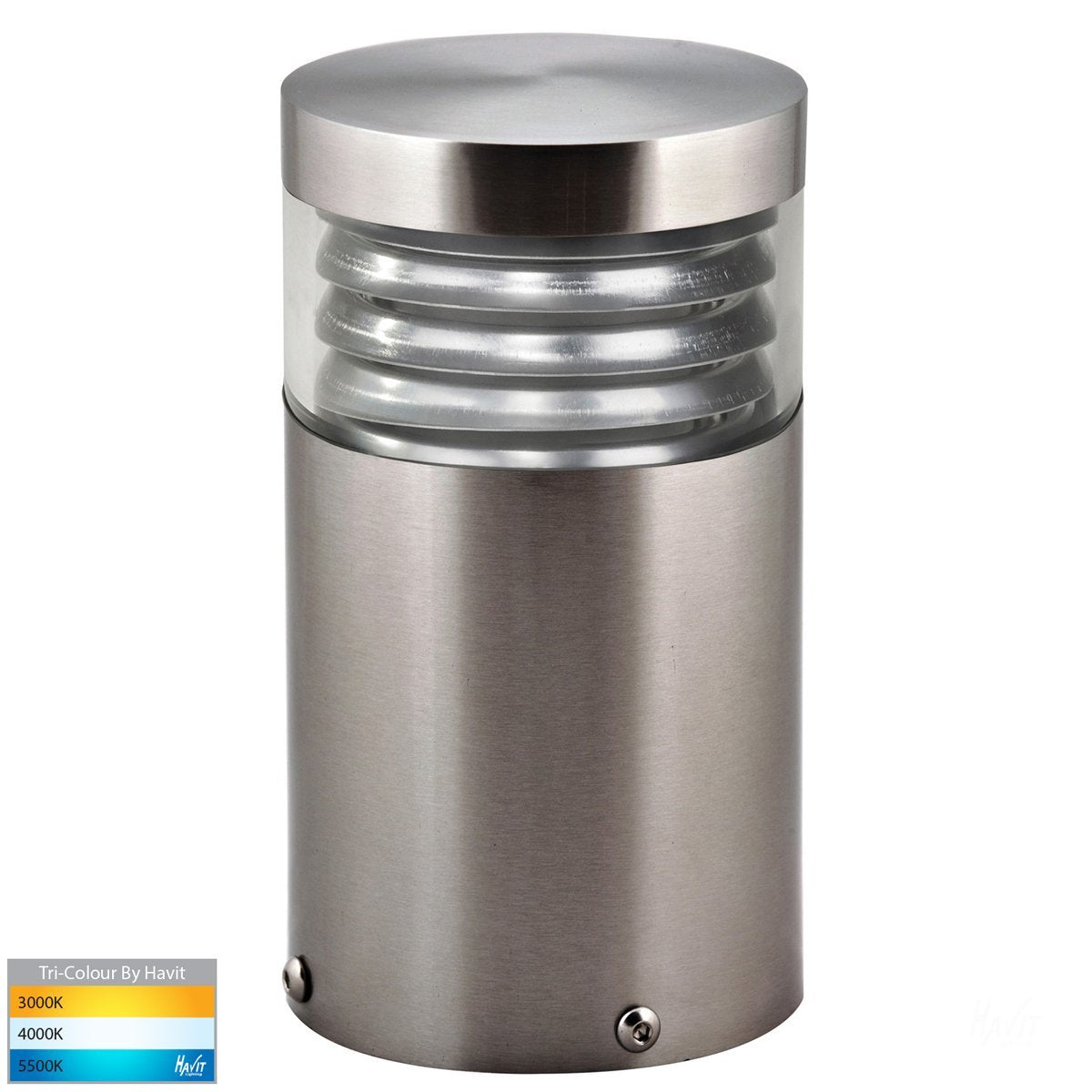 12v DC Mini Louvre Mini Louvred Bollard Light 316 Stainless Steel - 190mm