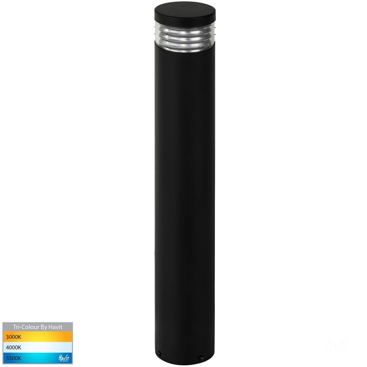 12v DC Maxi Louvre Maxi Louvered Bollard Light Black - 600mm