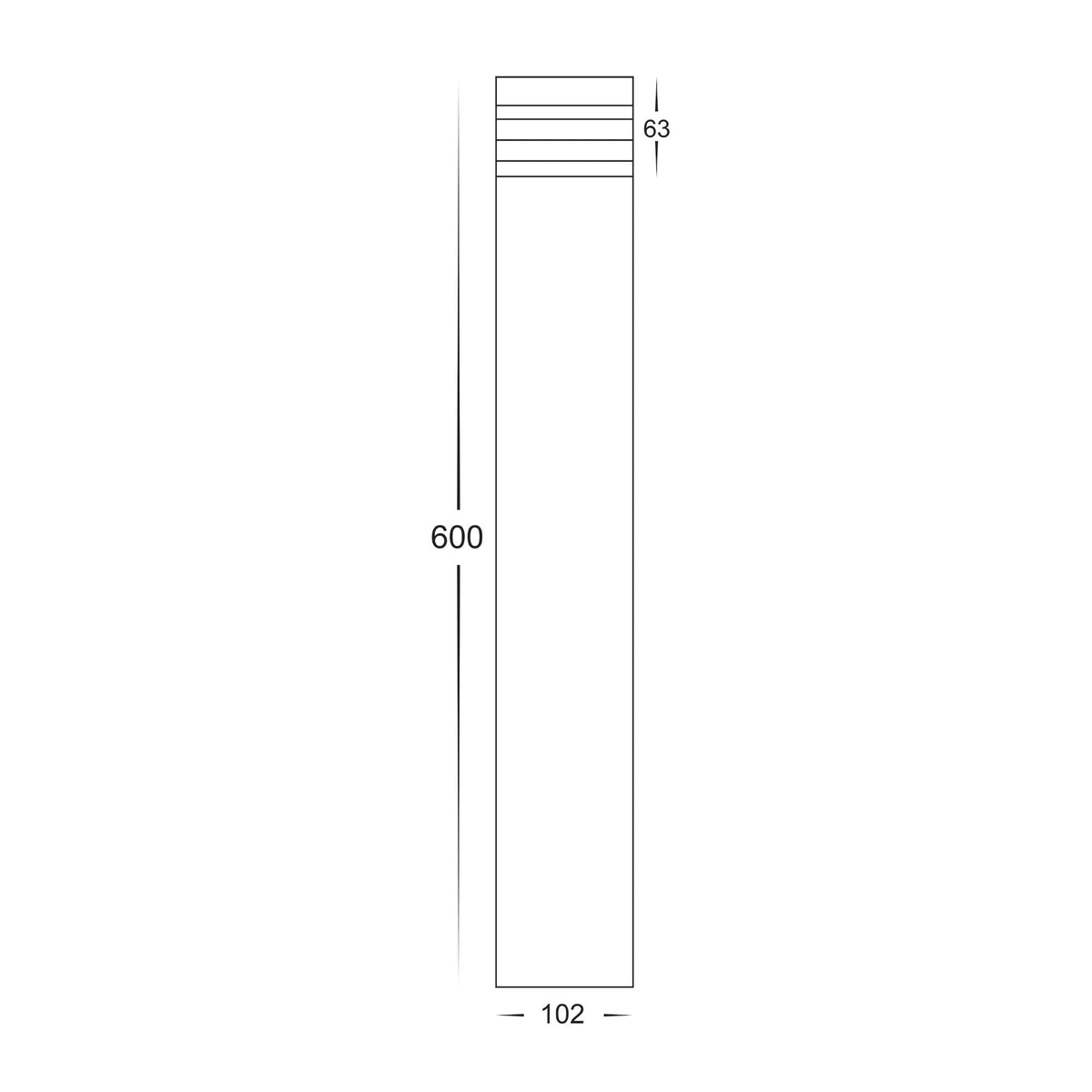 HV1616T-BLK - Maxi 600 Black Louvred LED Bollard Light