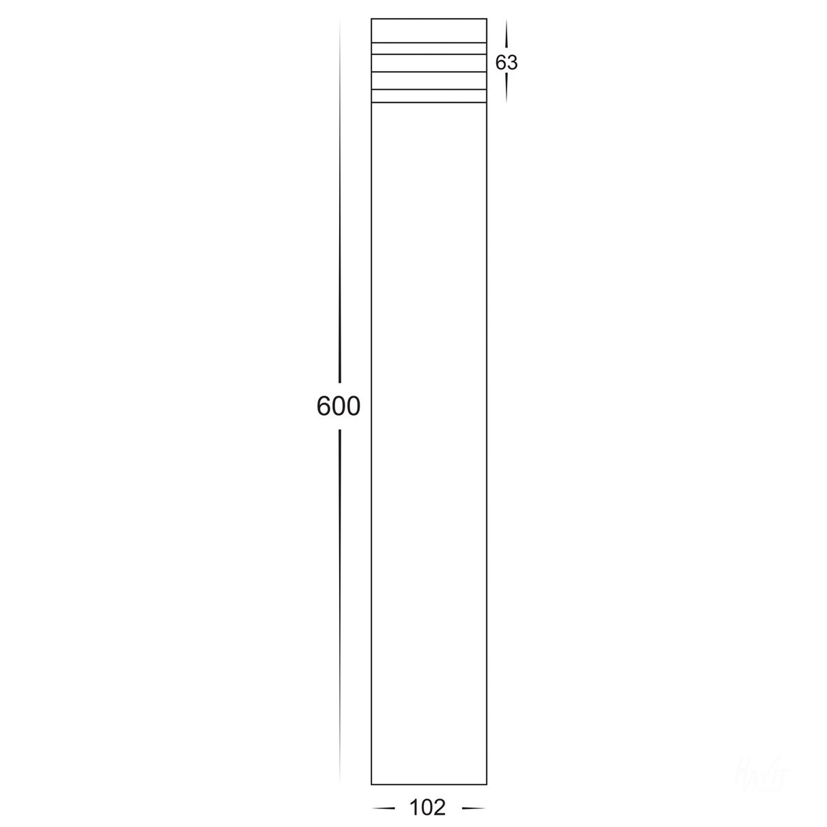 12v DC Maxi Louvre Maxi Louvered Bollard Light 316 Stainless Steel - 600mm