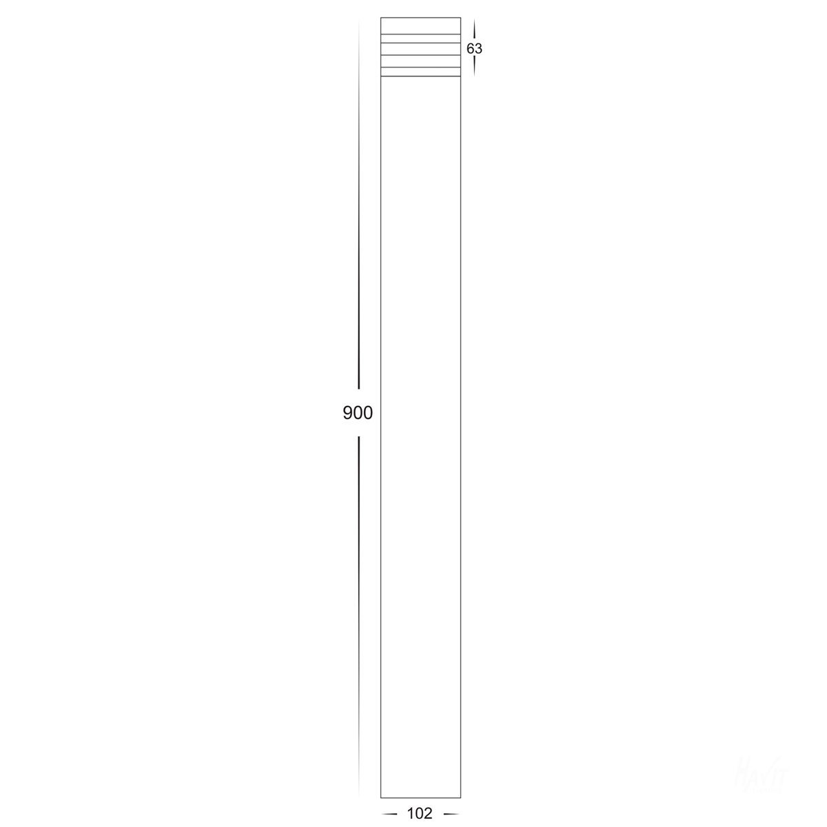 12v DC Maxi Louvre Maxi Louvered Bollard Light 316 Stainless Steel - 900mm