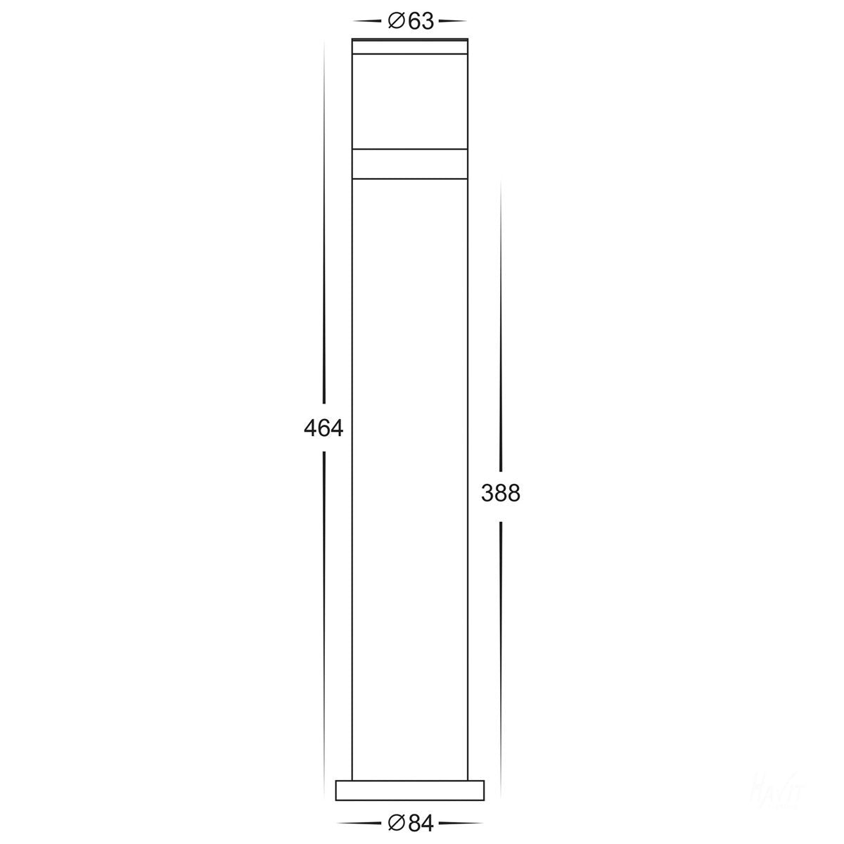 12v DC 12w Tri-Colour LED Black Highlite Bollard - 464mm