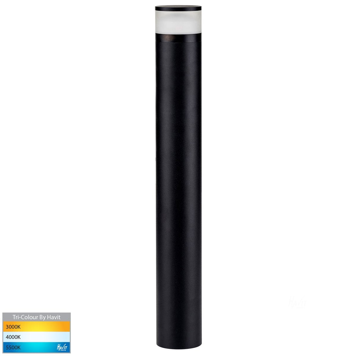 240v 24w Tri-Colour LED Black Highlite Bollard - 1000mm