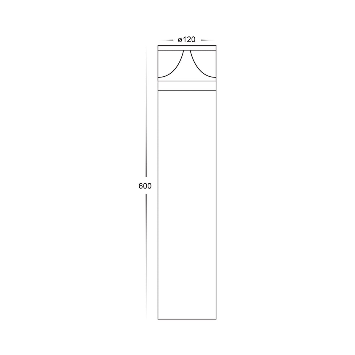 HV1628T-BLK-RND - Divad 600mm Black LED Bollard Light
