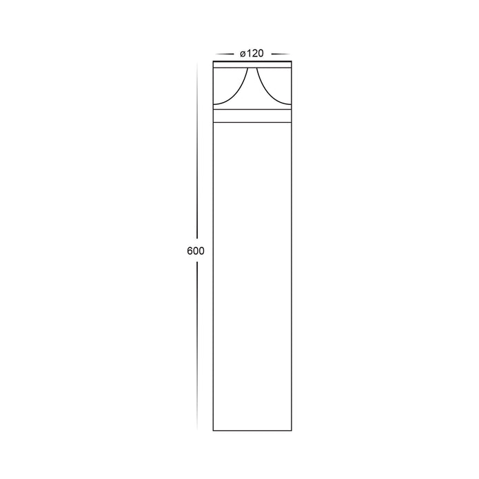 HV1628T-BLK-RND - Divad 600mm Black LED Bollard Light