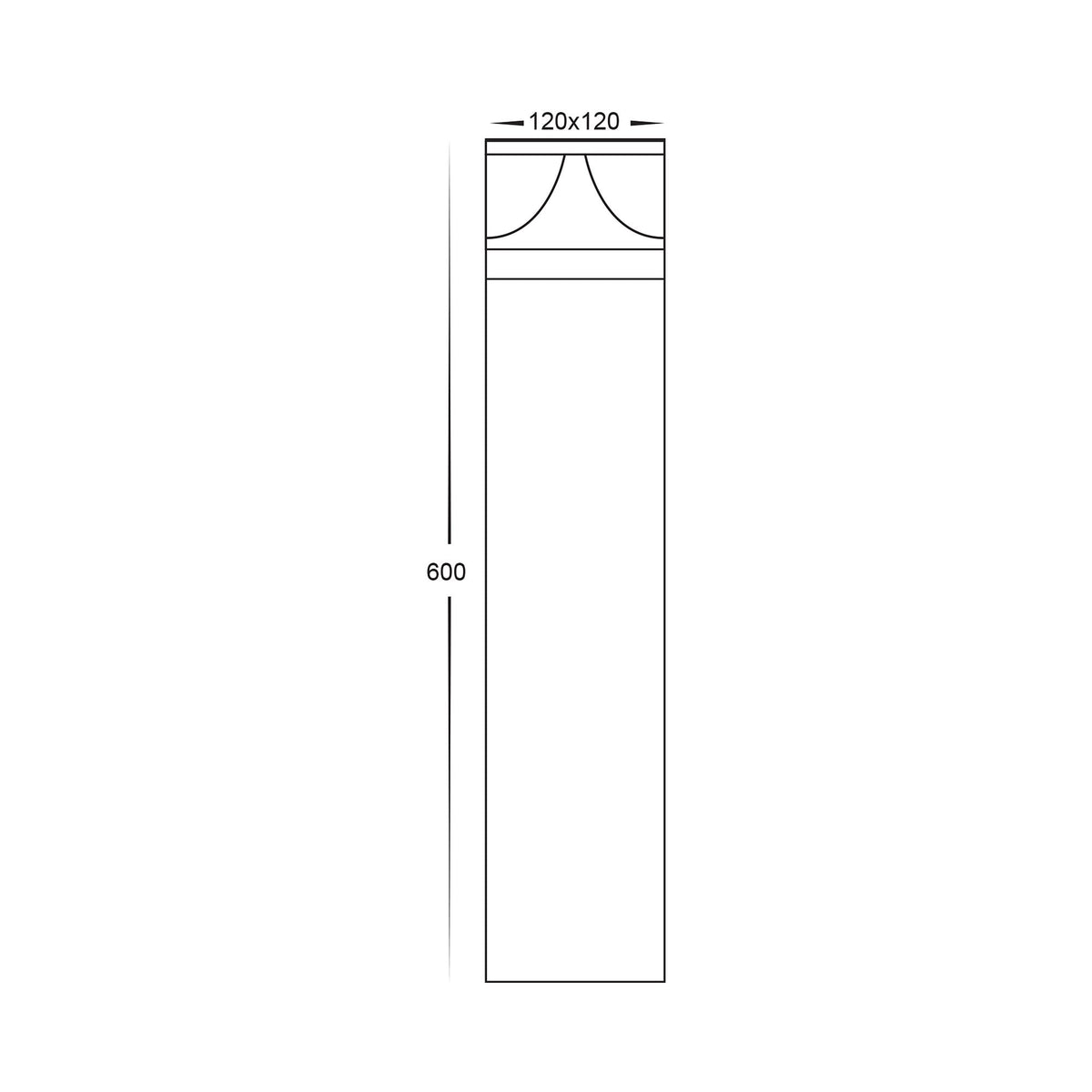 HV1628T-BLK-SQ - Divad 600mm Black Square LED Bollard Light