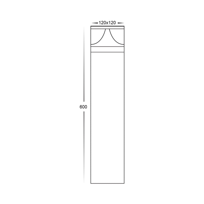 HV1628T-BLK-SQ - Divad 600mm Black Square LED Bollard Light