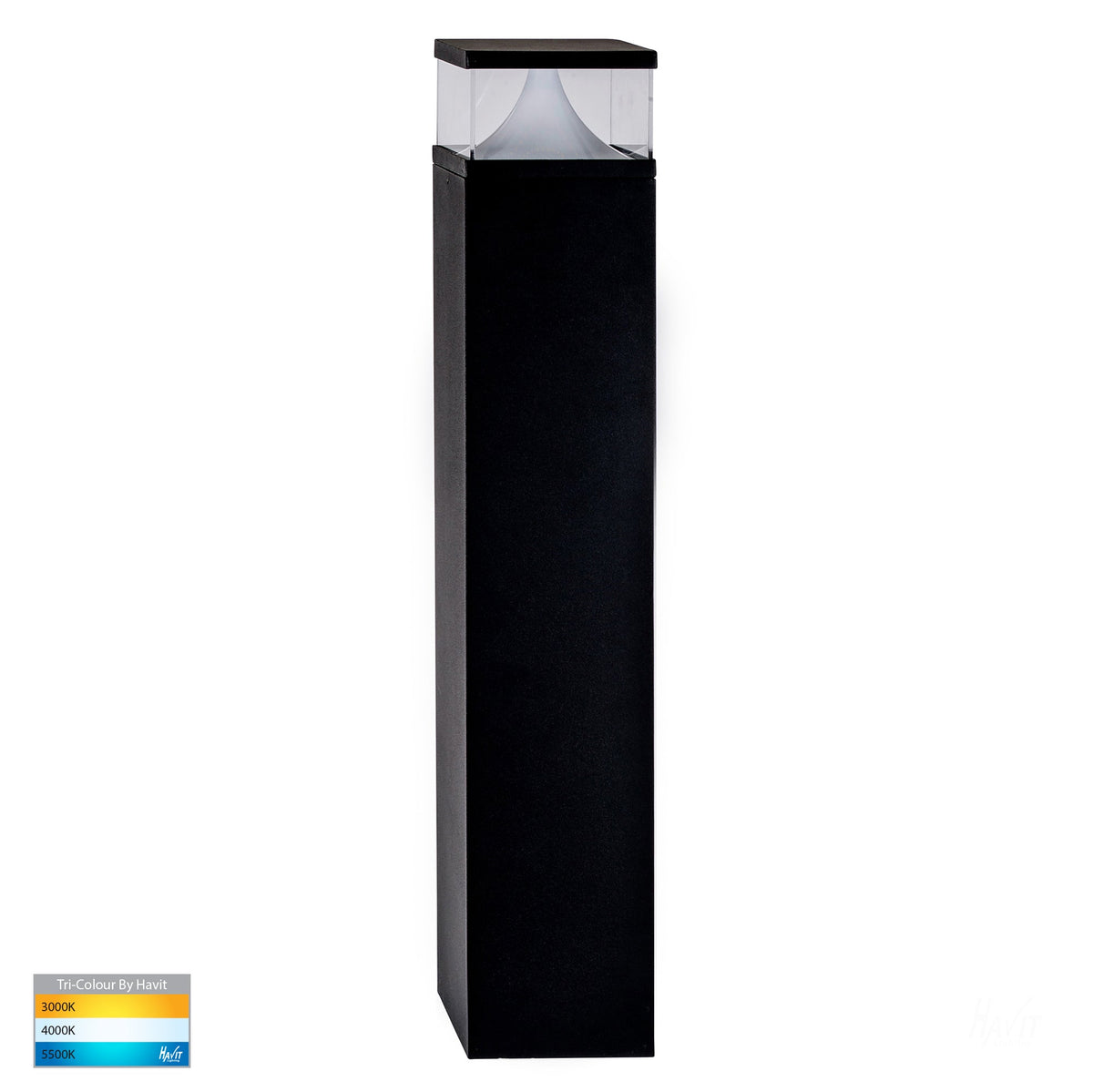 HV1628T-BLK-SQ - Divad 600mm Black Square LED Bollard Light