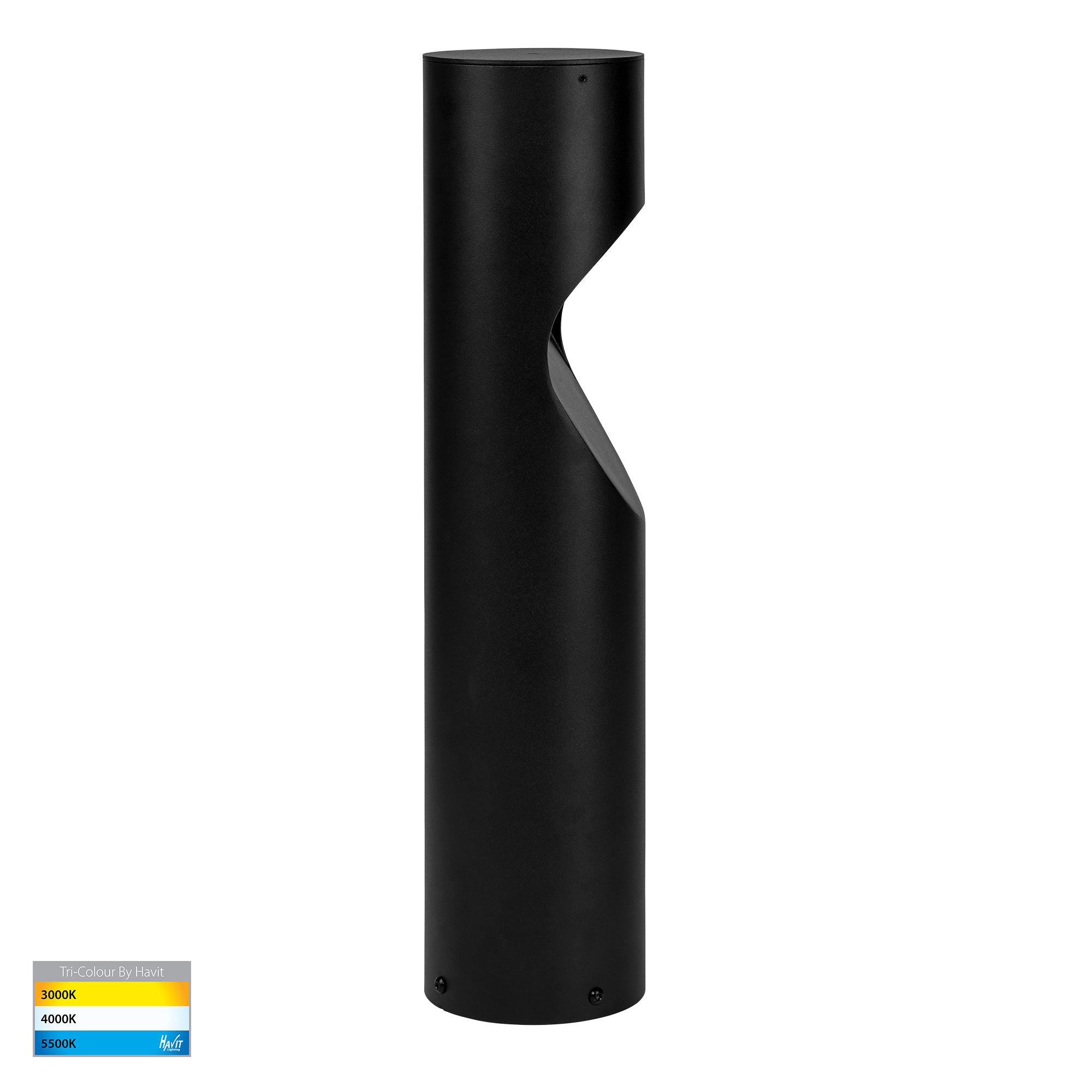 HV1630T-BLK-240V-RND | HV1630T-BLK-24V-RND- Fedor Round Aluminium Black Tri Colour LED Bollard Light