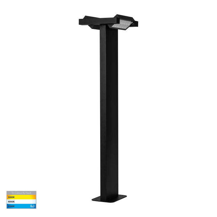 HV1635T-BLK-240V - Locu Black Aluminium 2 Light Adjustable Bollard - 790mm